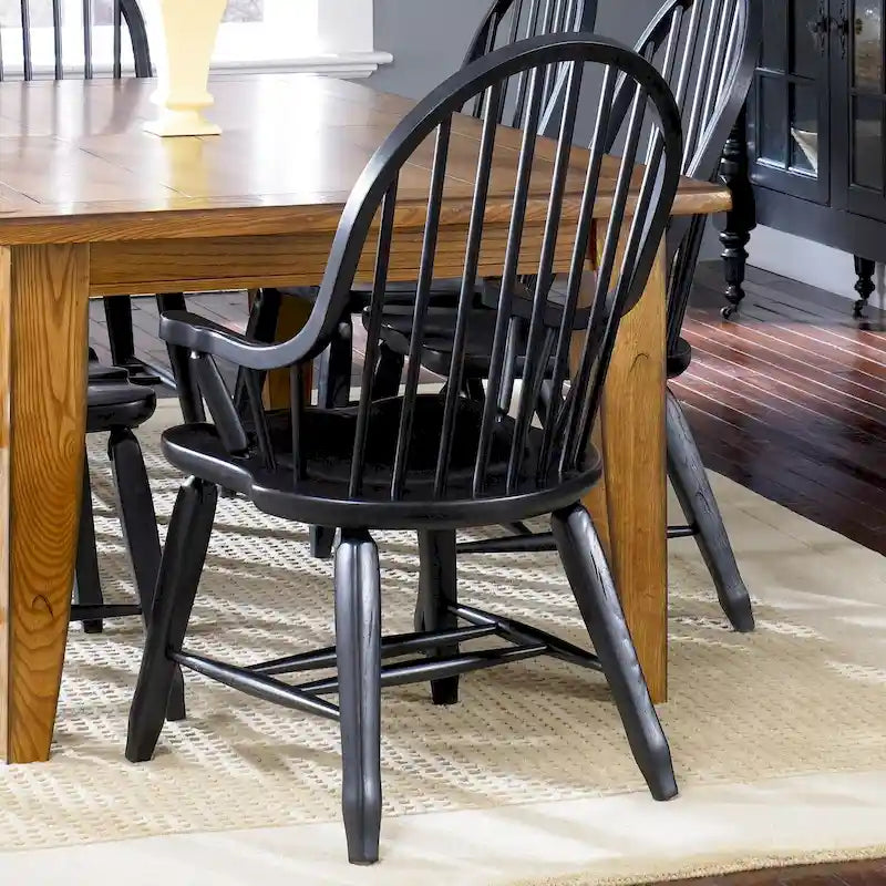 Sedia con braccioli Rustic Black Bow Back Treasures