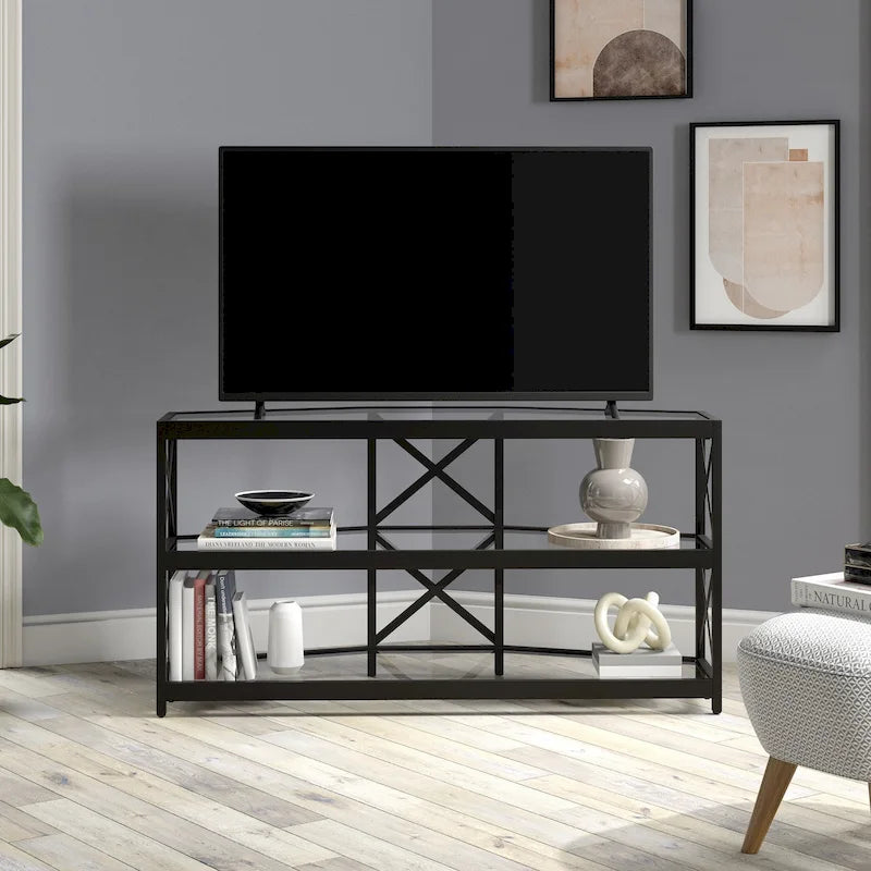 Mobile TV angolare esagonale con vetro temperato