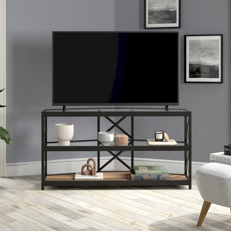 Mobile TV angolare esagonale con vetro temperato