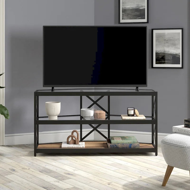 Mobile TV angolare esagonale con vetro temperato