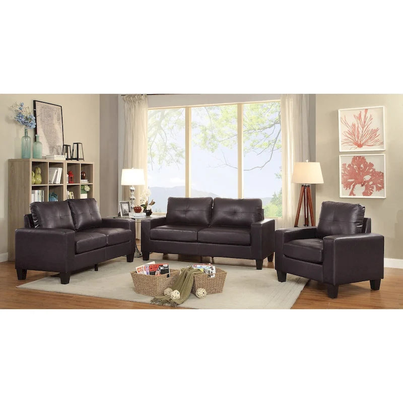 Divano dritto con braccioli svasati in similpelle largo 71 pollici - 32L x 71W x 36H