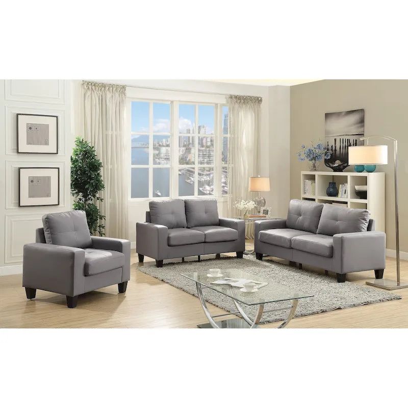 Divano dritto con braccioli svasati in similpelle largo 71 pollici - 32L x 71W x 36H