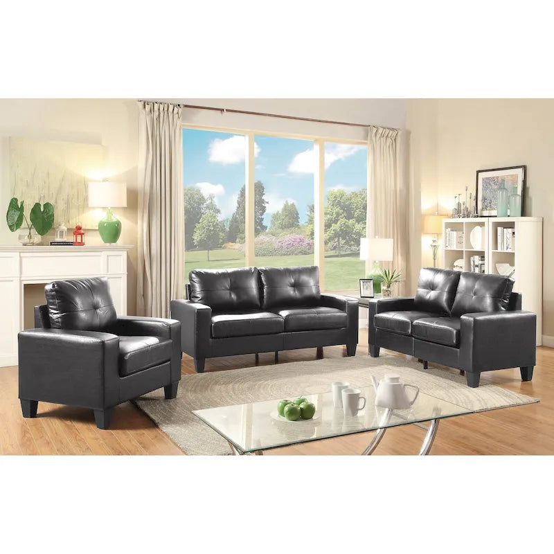Divano dritto con braccioli svasati in similpelle largo 71 pollici - 32L x 71W x 36H