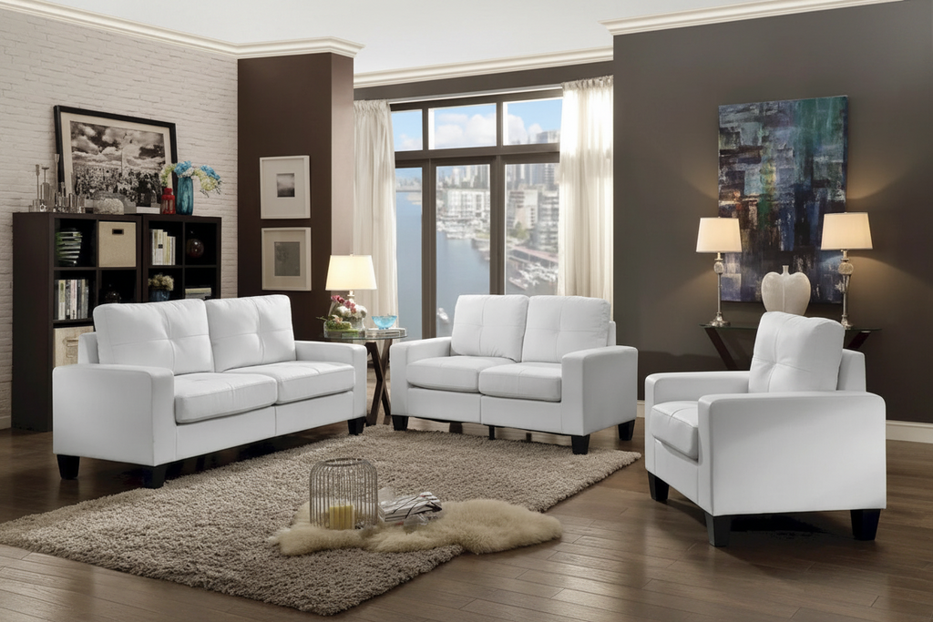 Divano dritto con braccioli svasati in similpelle largo 71 pollici - 32L x 71W x 36H