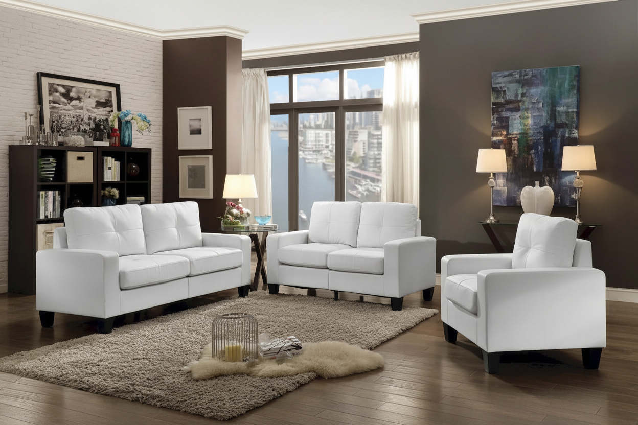 Divano dritto con braccioli svasati in similpelle largo 71 pollici - 32L x 71W x 36H