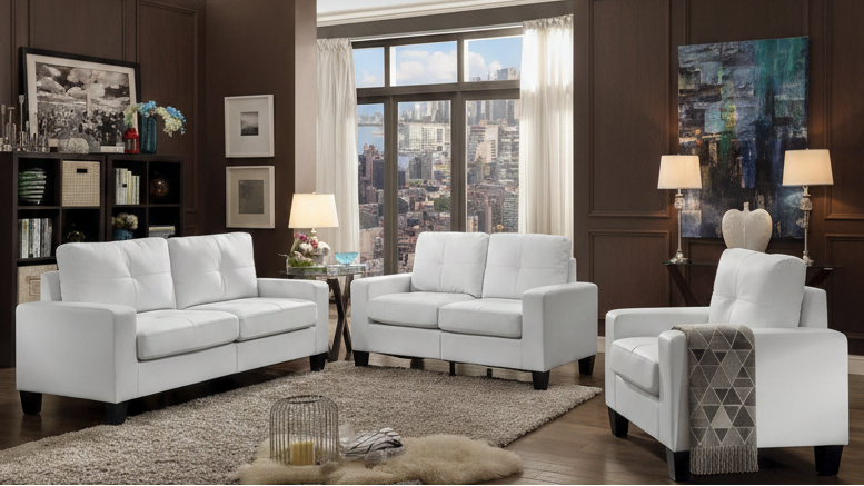Divano dritto con braccioli svasati in similpelle largo 71 pollici - 32L x 71W x 36H