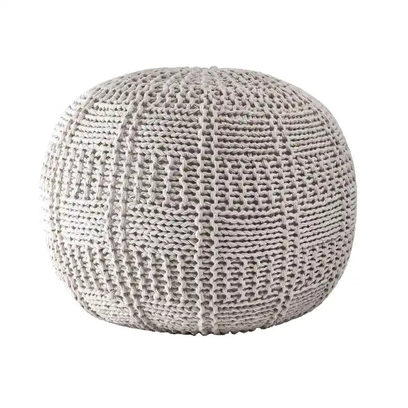 Pouf informale in maglia di cotone a intreccio diagonale