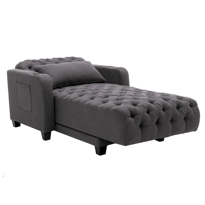 Divano chaise longue a botte reclinabile capitonné