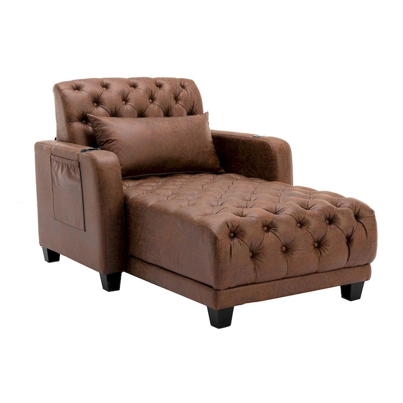 Divano chaise longue a botte reclinabile capitonné