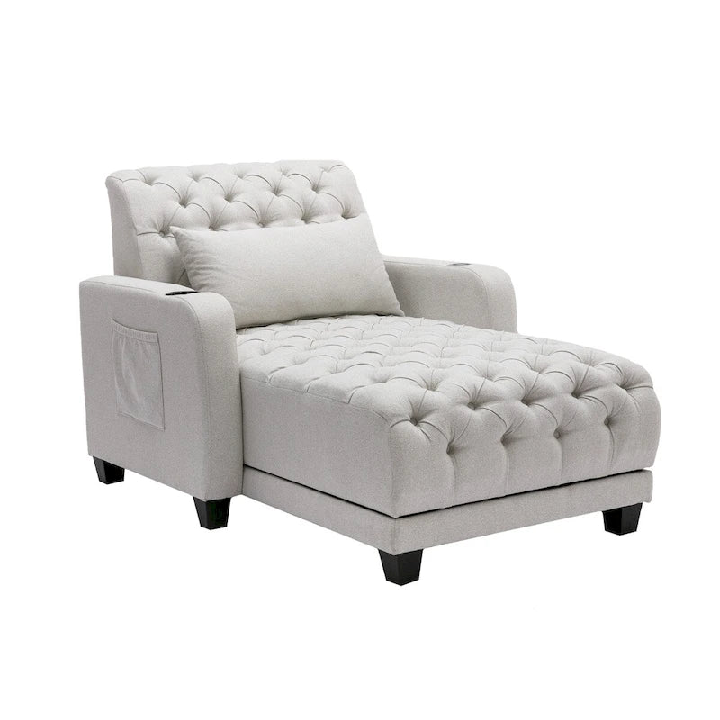 Divano chaise longue a botte reclinabile capitonné