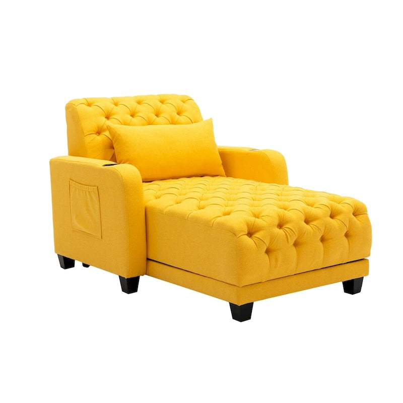 Divano chaise longue a botte reclinabile capitonné