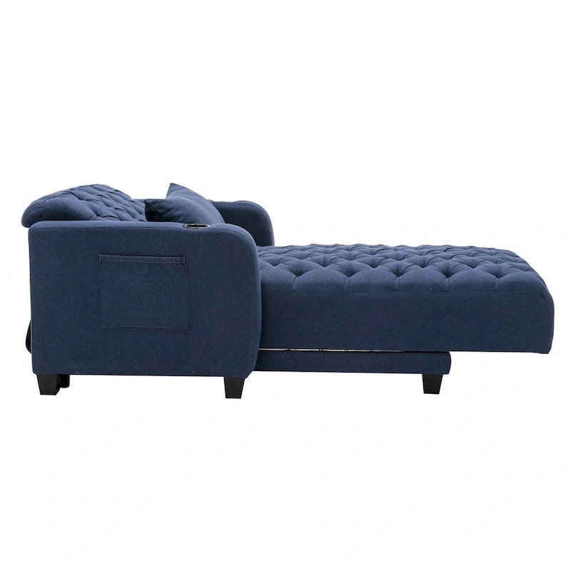 Divano chaise longue a botte reclinabile capitonné