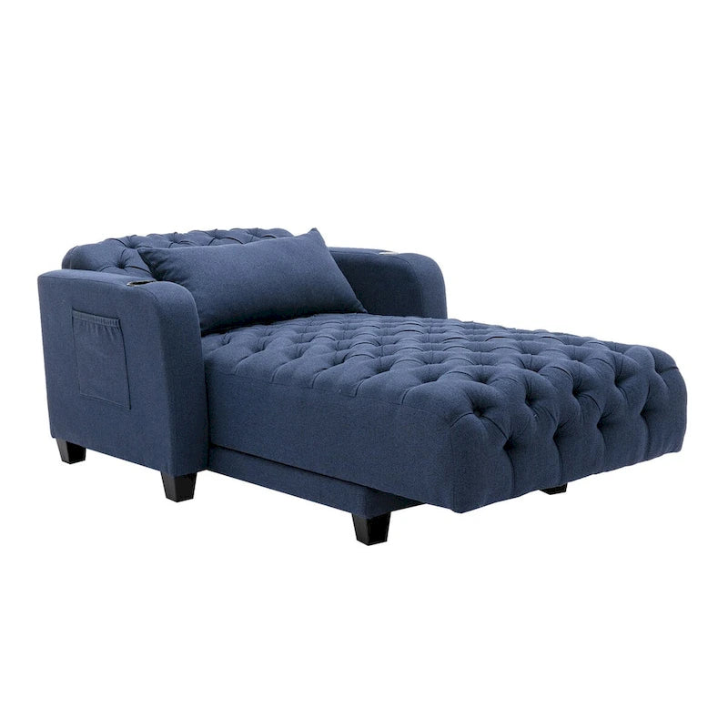 Divano chaise longue a botte reclinabile capitonné