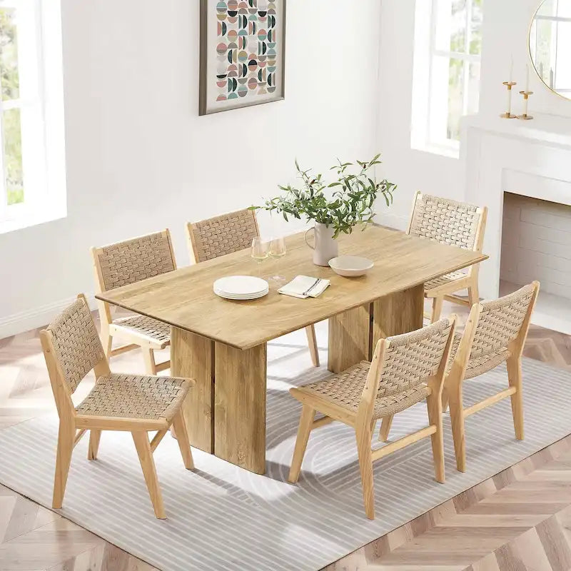 Tavolo da pranzo rettangolare stile rustico in legno di mango da 72 pollici