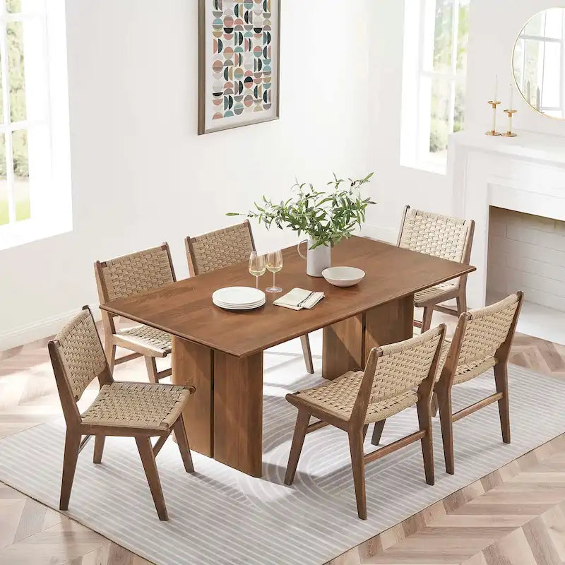 Tavolo da pranzo rettangolare stile rustico in legno di mango da 72 pollici