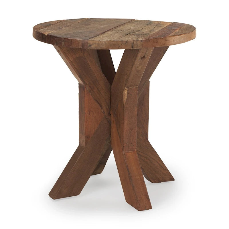 Tavolino da salotto in legno marrone recuperato - 25,8L x 25,8P x 26,0A