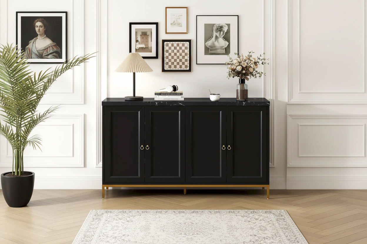 Credenza con spazio contenitivo extra large e maniglie in metallo