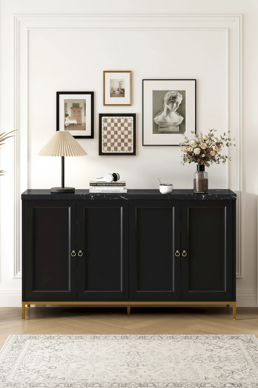 Credenza con spazio contenitivo extra large e maniglie in metallo